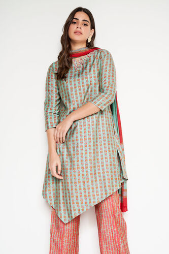 Teal Ethnic Motifs Asymmetric Set of 3, Teal, image 2